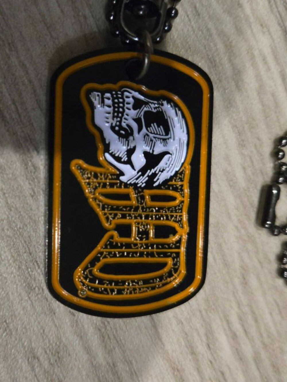 Harley-Davidson skull Harley orange necklace or and keychain two in one